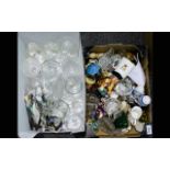 Two Boxes Of Miscellaneous Items Comprising character jugs, paperweights, Torquay ware etc.