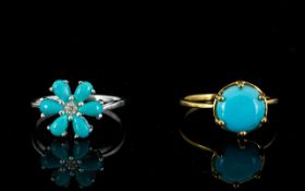 Two Sleeping Beauty Mine Turquoise Rings,