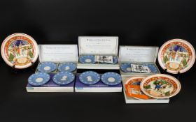 Wedgwood Set of 5 Pairs of Compotiers American state seal series in pale blue Jasper numbers 9-13