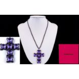 Butler And Wilson Statement Cross Pendant 1980's style large crystal set baroque cross pendant on