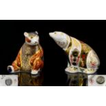 Royal Crown Derby Old Imari Polar Bear - Figural Paperweight, Silver Stopper, Date 1998. Height 4.