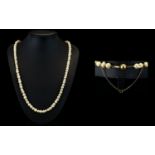 A Nice Quality Single Strand Pearl Necklace with a 14ct Gold Clasp and Safety Chain. From 1950's /