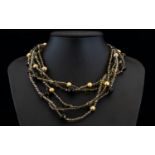 Ladies Fine Semi-Precious 5 Row Smokey Quartz Necklace set with 14ct gold clasp,