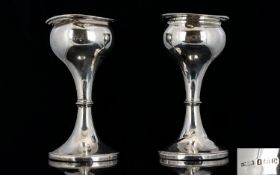 Art Nouveau Heavy Pair of Silver Tulip Shaped Vases of Excellent Form. Hallmark Birmingham 1902,