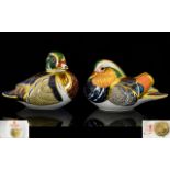 Royal Crown Derby Hand Painted Pair of Porcelain Paperweights.