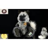 Charlie Bears Handmade Quality Grey and Black Plush Fox Figure - Name ' Franklin ' CB124984.