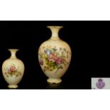 Royal Worcester - Nice Quality Hand Painted Blush Ivory Globular Shaped Vase - Decorated with