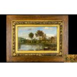 Charles - François Daubigny (French 1817 - 1878) Oil On Board Untitled River Scene. Depicting the