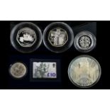 A Good Collection Of Royal Mint Silver Coins Five Sets In Total (1) Britannia Two Pound Silver