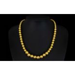 Ladies Superb Quality 9ct Gold Graduated Bead Necklace In Solid Gold. Fully Hallmarked for 9.