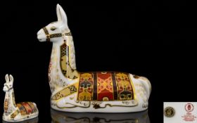 Royal Crown Derby Hand Painted Collectors Guild Exclusive Paperweight for 2001 ' Llama ' Gold