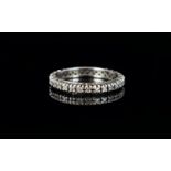 Ladies White Gold Full Eternity Diamond Ring; Set with round modern brilliant cut diamonds. Ring