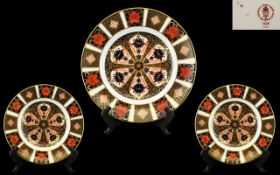 Royal Crown Derby - Fine Quality Pair of Old Imari Pattern Small Cabinet Plates ( 2 ) In Total.