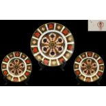 Royal Crown Derby - Fine Quality Pair of Old Imari Pattern Small Cabinet Plates ( 2 ) In Total.