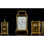 Antique Period Large Brass Lacquered Carriage Clock with Alarm - Strikes on a Bell and Secondary