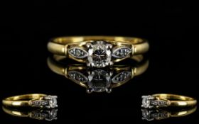 18ct Gold Single Stone Diamond Set Ring fully hallmarked the round brilliant cut diamond of good