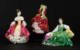 Royal Doulton Hand Painted Porcelain Figures ( 3 ) In Total. Comprises 1/ Elyse HN2474, Designer M.