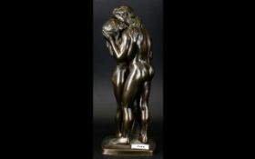 A Contemporary Heredities Bronzed Figure Group In the form of 'The Lovers' / Adam and Eve,