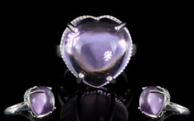 Rose de France Amethyst Large Solitaire Ring, 20cts of Rose de France amethyst,