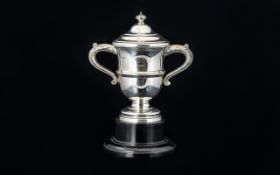 Walker And Hall Quality And Impressive Twin Handle Trophy Cup Raised on stepped,