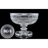 Waterford - Heavy Cut Crystal Superb Quality Early Large - Pedestal Bowl ' Castle town ' Old Logo