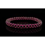 Rhodolite Garnet Multi-Row Bead Bracelet,