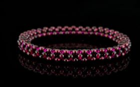 Rhodolite Garnet Multi-Row Bead Bracelet,