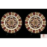 Royal Crown Derby Old Imari Patterned Hand Painted Pair of Large and Impressive Cabinet Plates ( 2