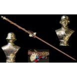 World War II Original Uniform Reserve - Presentation Swagger Stick. The Aluminum Top / Cap Depicting