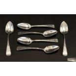 George III Set of Six Silver Teaspoons with Chased Decoration to Handles. Hallmark London 1802,