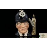 Royal Doulton Hand Painted Character Jug ' The London Bobby ' Variation One. D6744, Hat Badge -