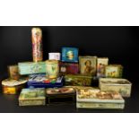 Collection Of Tins 21 In Total - To Include Tins With Hunting Scenes, Floral Patterns,