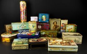 Collection Of Tins 21 In Total - To Include Tins With Hunting Scenes, Floral Patterns,