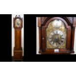 Mahogany Cased Grand Daughter Clock Comprising brass dial with spandrels,