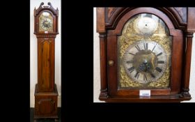 Mahogany Cased Grand Daughter Clock Comprising brass dial with spandrels,