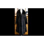 Full Length Dark Brown Mink Coat fully lined in poly satin with patterned lining.
