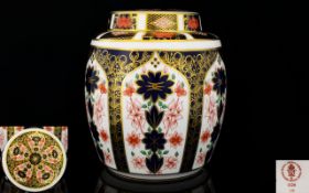 Royal Crown Derby Imari Pattern Large Lidded Ginger Jar, Pattern No 1128 & Date 1988.