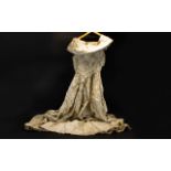 A Late 1950's Vintage Jacquard Evening Gown Comprising full, circular skirt,