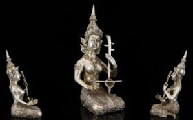 Indian - Cast Silver Statue / Figure of