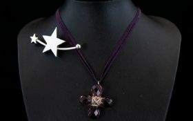 Designer Faceted Amethyst & Silver Cross