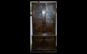 Oak Display/Bookcase with Leaded Glazed