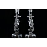 Waterford Crystal A Pair Of Seahorse Can