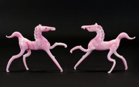 A Pair Of Vintage Murano Glass Prancing