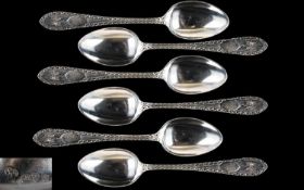 Edwardian Period Silver Set of Six Teasp