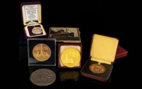 A Small Collection Of Commemorative Medals To include boxed reproduction Lusitania medal,