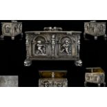 A German Augsberg Silver Jewellery Casket After Peter Flötner (1490 - 1546) Panelled and pinned