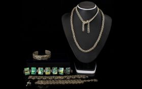 A Mixed Collection Of Silver And Metal Costume Jewellery Five items in total to include Mexican