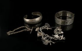 A Collection Of Silver Jewellery Items Total weight, approx 78.5 grams. To include Anglo Indian