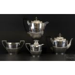 Edwardian Period Silver Four Piece Tea/Coffee Service comprises 1 large coffee pot, teapot,