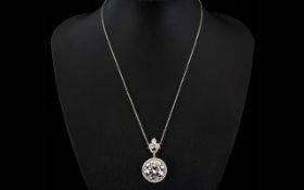 Stunning Diamonique 22ct Pendant with a Sterling Silver Chain. Well Made and of Good Quality,